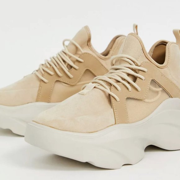 ASOS DESIGN Director chunky lace up sneakers in beige US size 8 - Picture 3 of 4